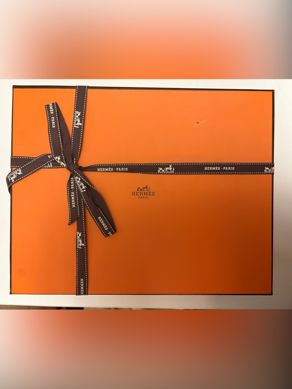 Hermes Orange Gift Box with Brown Ribbon & sandal dust bags